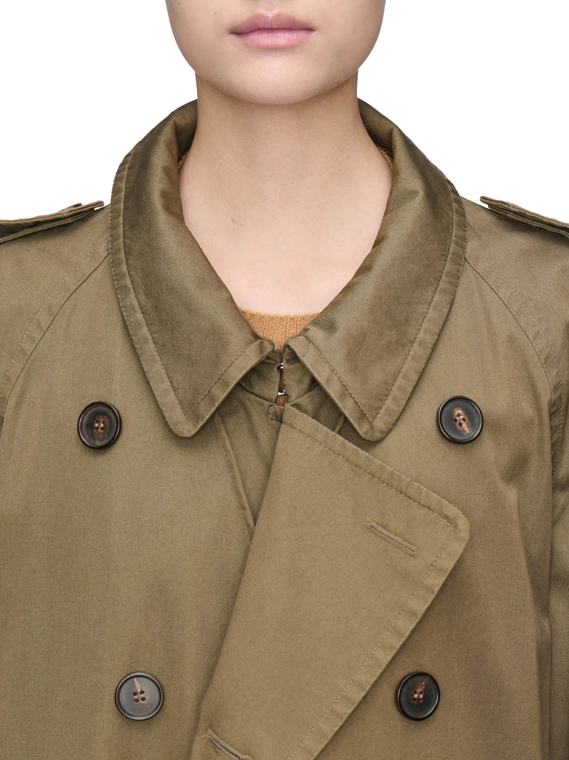 LONG DOUBLE-BREASTED COTTON TRENCH COAT