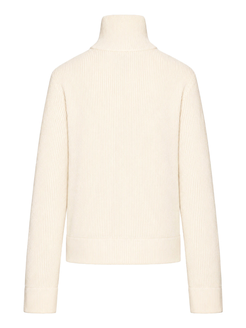 RIBBED COTTON ZIP-UP CARDIGAN