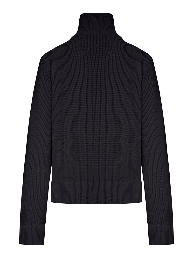 RIBBED COTTON ZIP-UP CARDIGAN