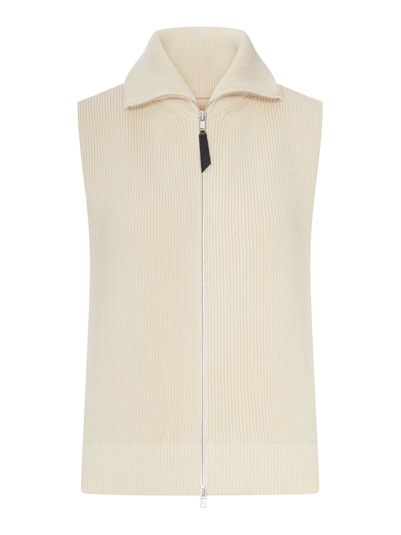 RIBBED KNIT ZIP-UP VEST