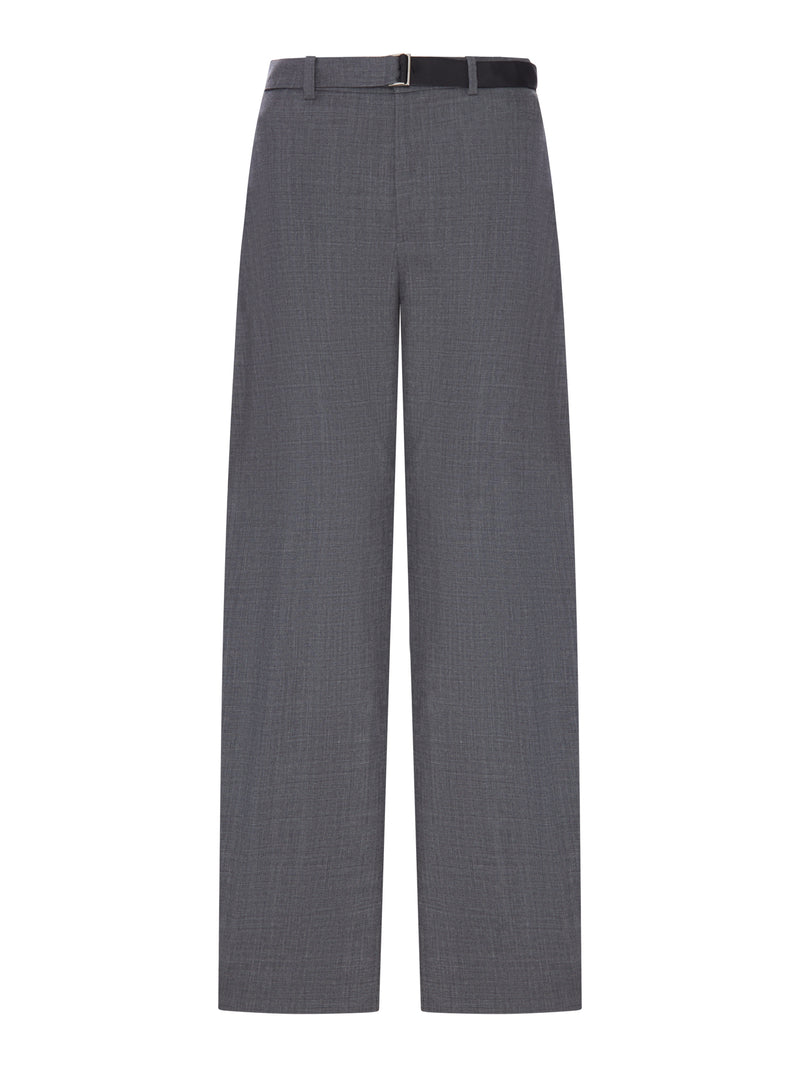 WIDE-LEG WOOL-BLEND TROUSERS WITH A BELT