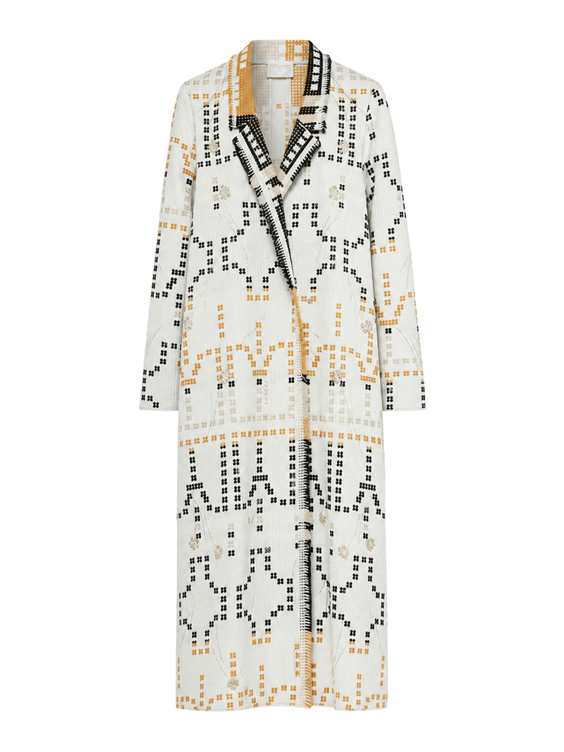 LONG EMBROIDERED JACQUARD COAT