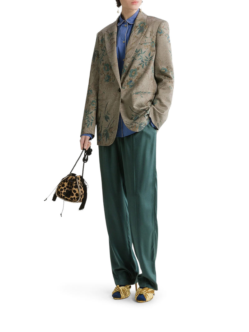 SINGLE-BREASTED FLORAL PRINT BLAZER