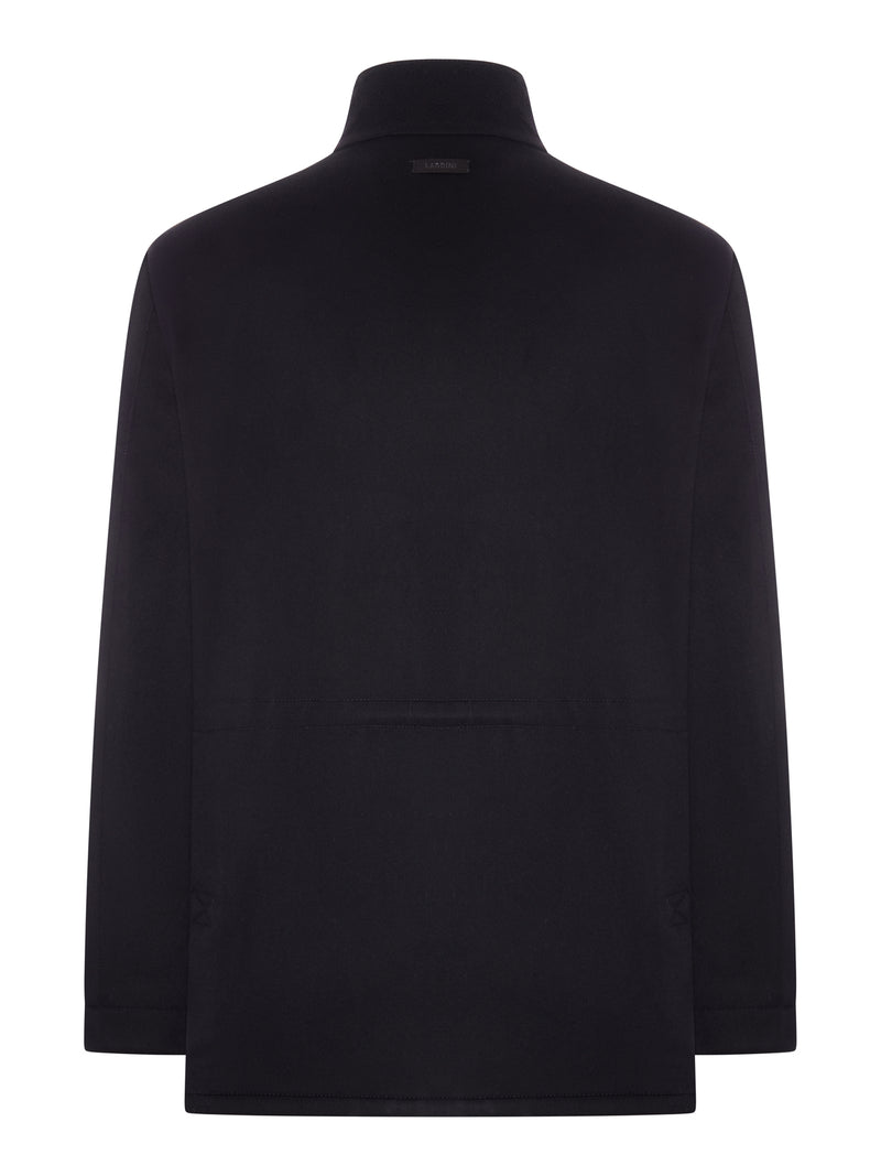 SHORT CASHMERE COAT WITH LEATHER COLLAR
