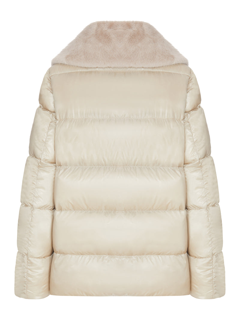 SHINY DOWN JACKET WITH FUR COLLAR