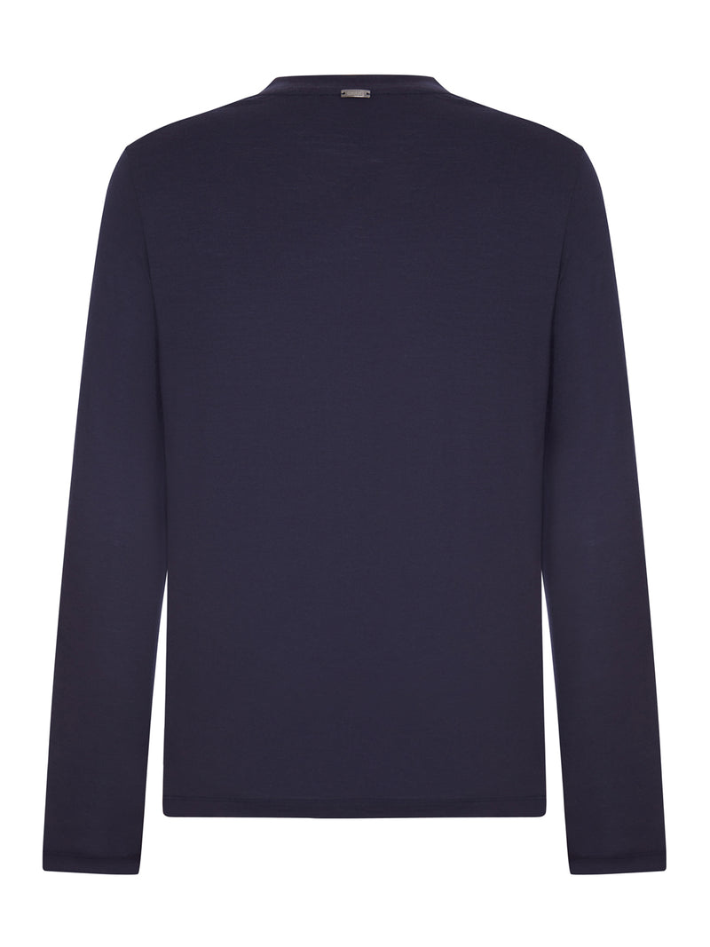 CREW NECK LONG SLEEVED SWEATER WITH TONE-ON-TONE LOGO