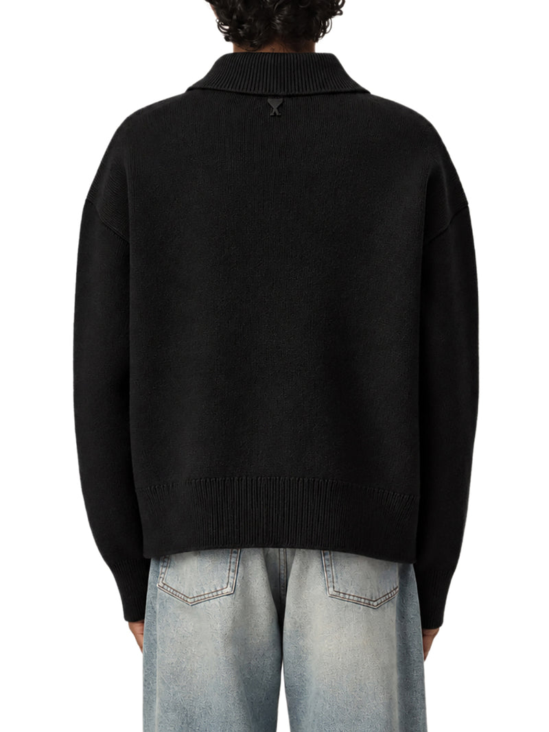WOOL CARDIGAN WITH SHIRT COLLAR