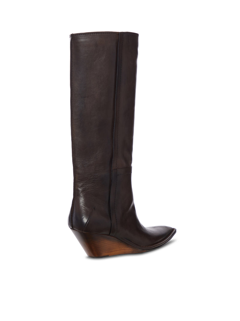 CAMPEROS HIGH LEATHER BOOT WITH WEDGE