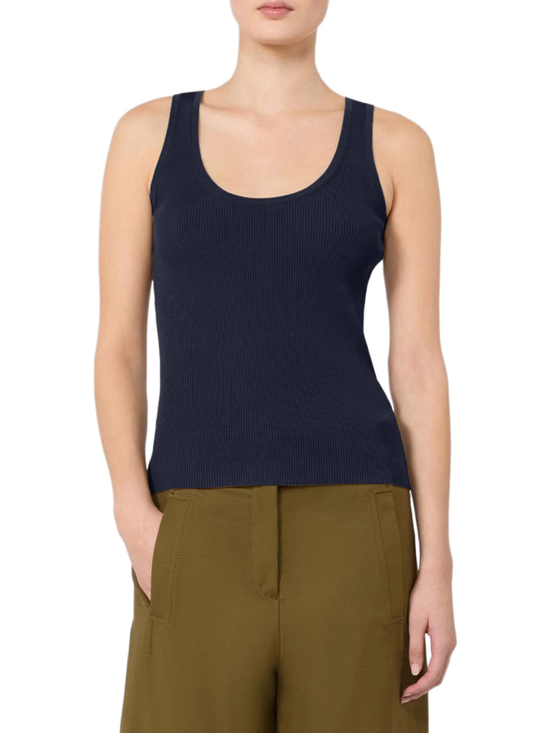 FITTED RIBBED TOP IN VISCOSE CREPE