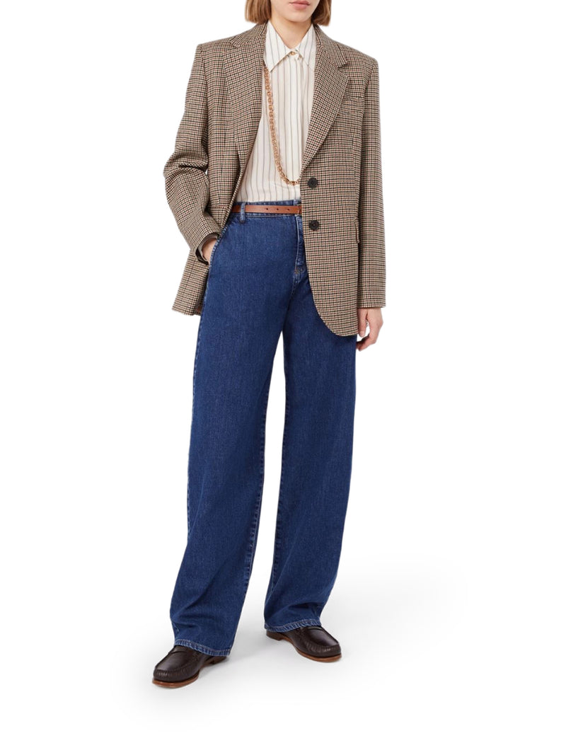 SINGLE-BREASTED YARN-DYED WOOL BLAZER