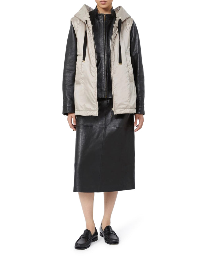 PADDED VEST WITH HOOD IN WATERPROOF CANVAS