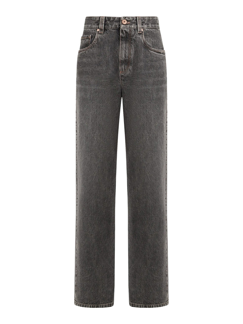AUTHENTIC DENIM CONTEMPORARY LOOSE PANTS WITH JEWELRY PATTERN