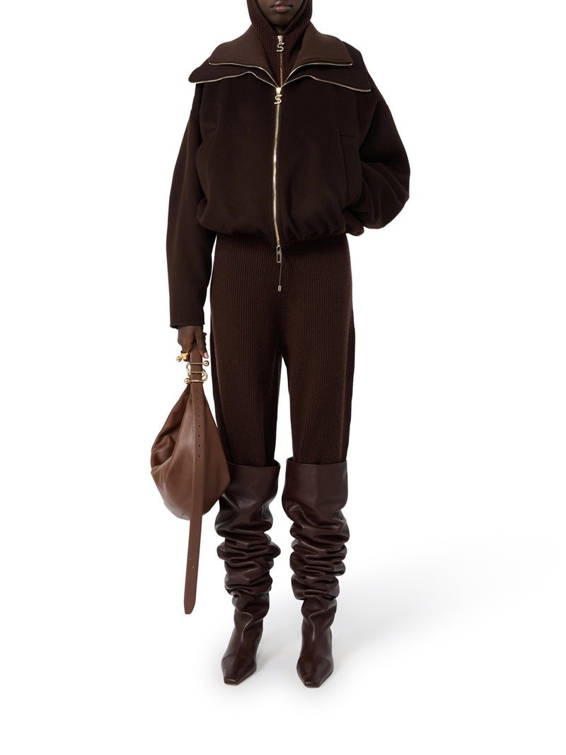 PURE WOOL BOMBER JACKET WITH REMOVABLE FRONT INSERT