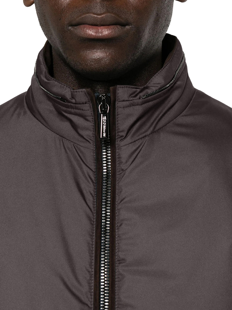 TECHNICAL FABRIC BOMBER JACKET WITH FUR COLLAR