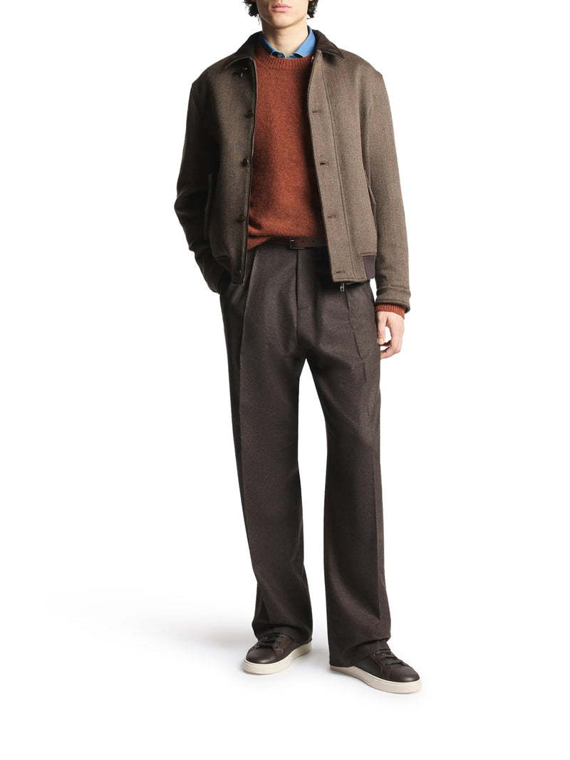 DOUBLE-FACED WOOL DRIVING BOMBER JACKET
