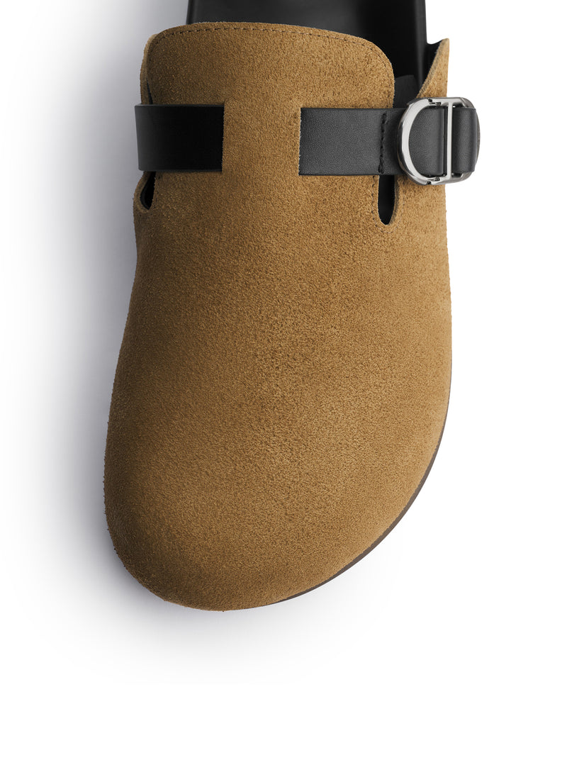 LIGHT BROWN SUEDE CALFSKIN AQUA MULES