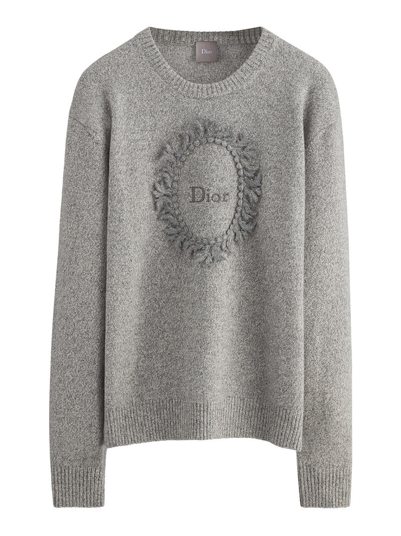 DIOR MÉDAILLON KNIT SWEATER IN GRAY WOOL AND ALPACA