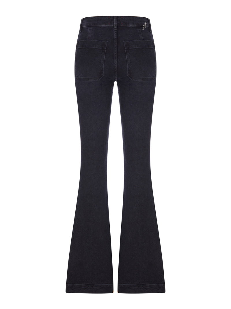 FLARE DENIM JEANS WITH PATCH POCKETS