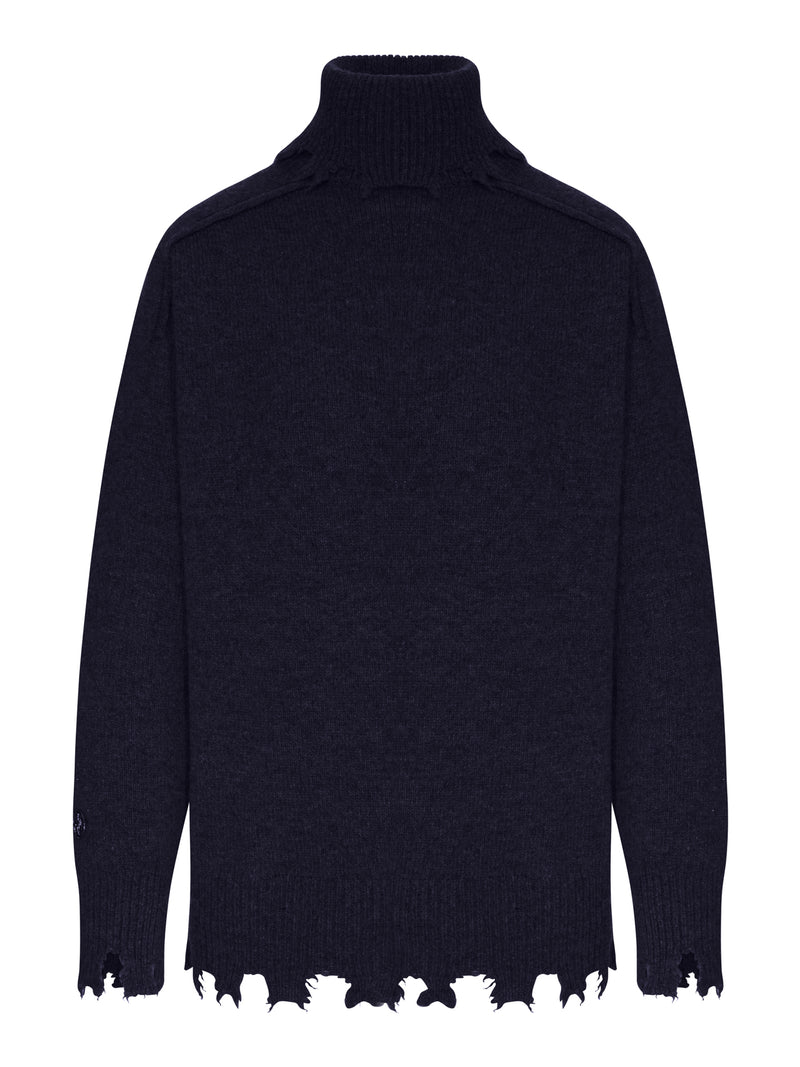 DISTRESSED TURTLENECK SWEATER