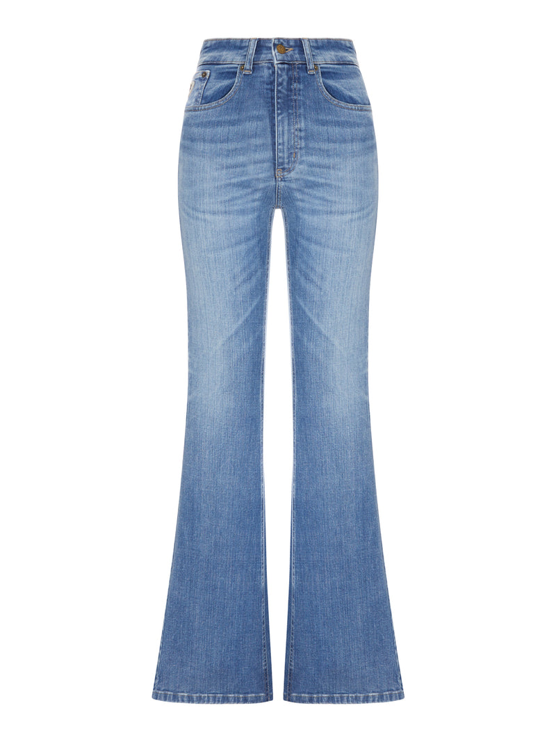 LIGHT WASH DENIM FLARE JEANS