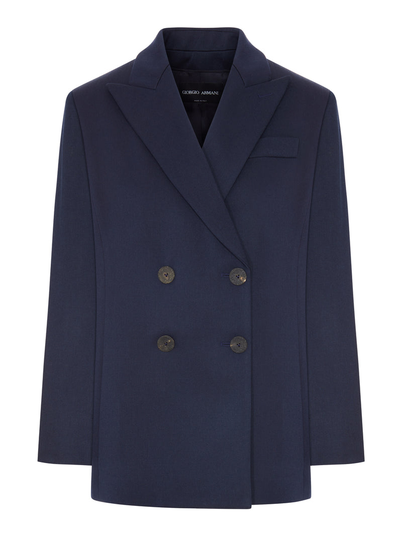 DOUBLE-BREASTED WOOL BLAZER WITH PEAK LAPEL