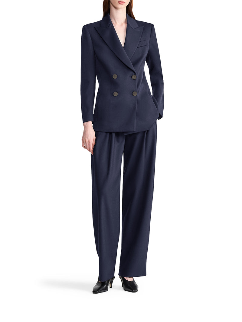 DOUBLE-BREASTED WOOL BLAZER WITH PEAK LAPEL