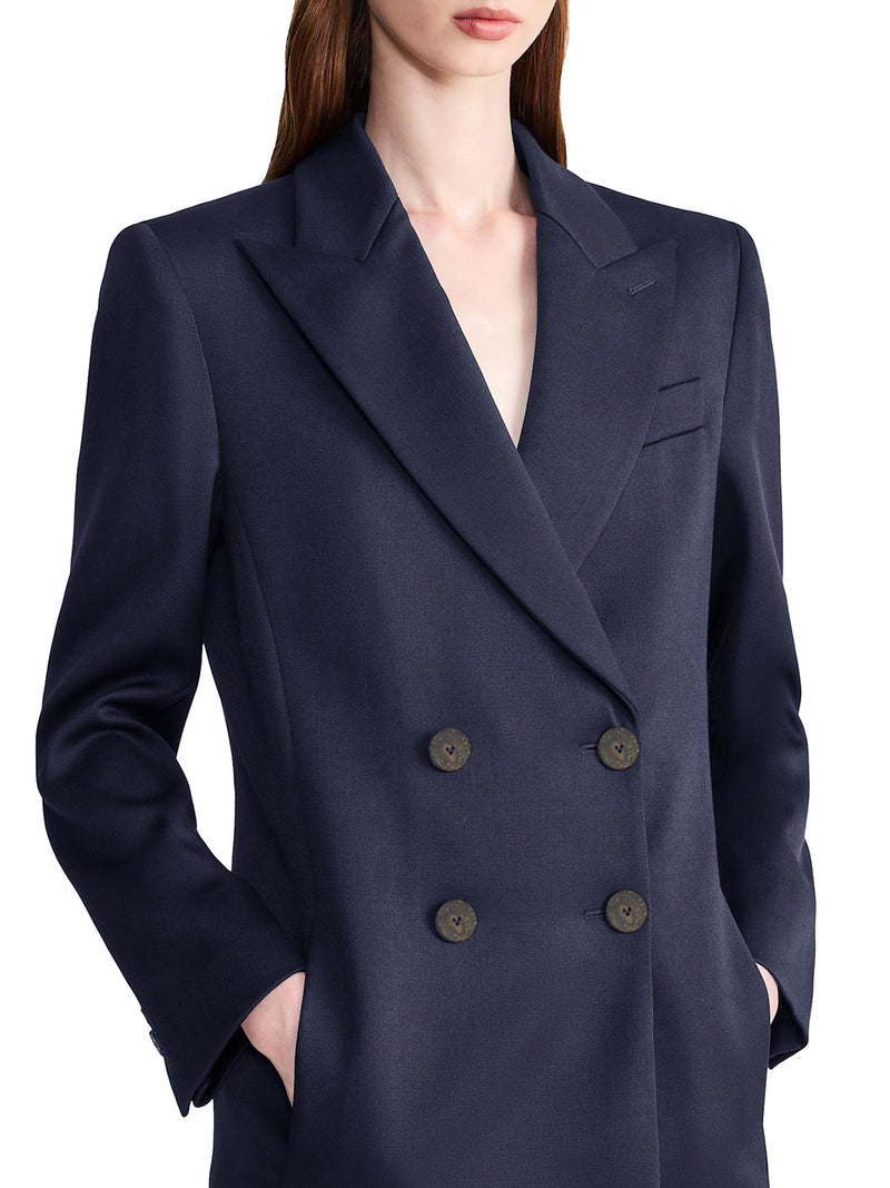 DOUBLE-BREASTED WOOL BLAZER WITH PEAK LAPEL