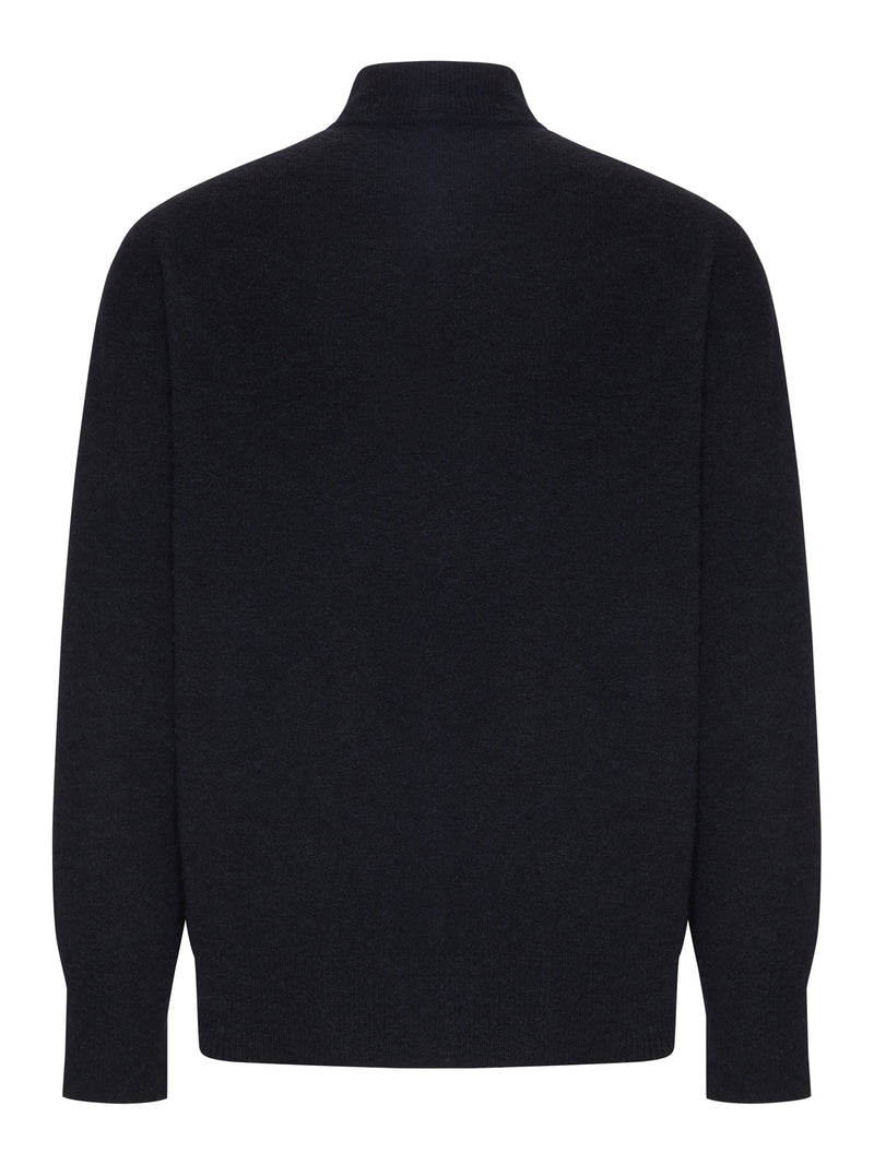 BLACK HIGH-NECK CARDIGAN