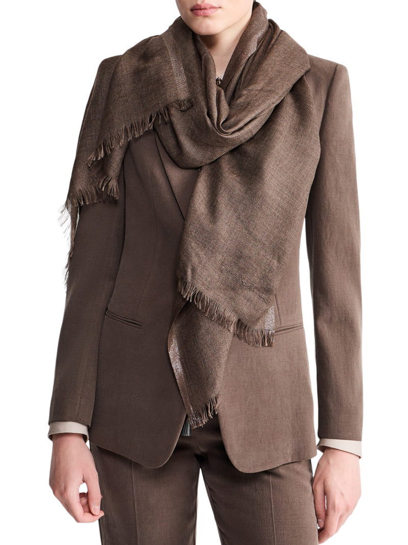 CASHMERE AND SILK STOLE WITH SHINY VISCOSE EDGE