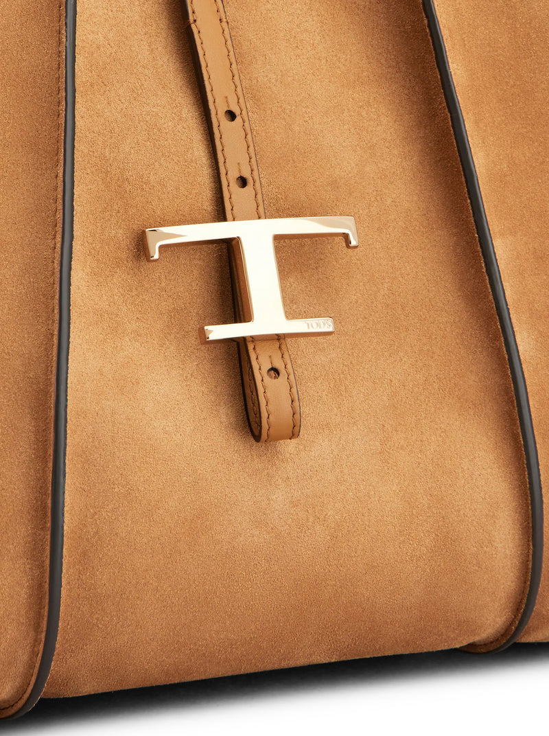 SUEDE SHOPPING BAG WITH THIN HANDLES