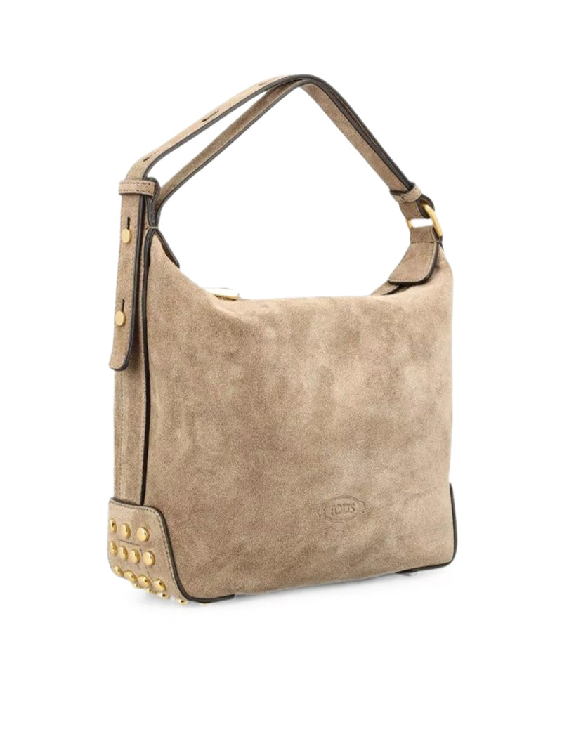 MINI SUEDE SHOULDER BAG WITH METAL DOTS