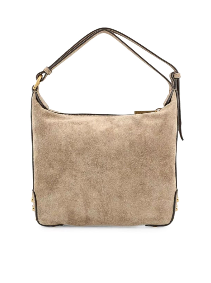 MINI SUEDE SHOULDER BAG WITH METAL DOTS