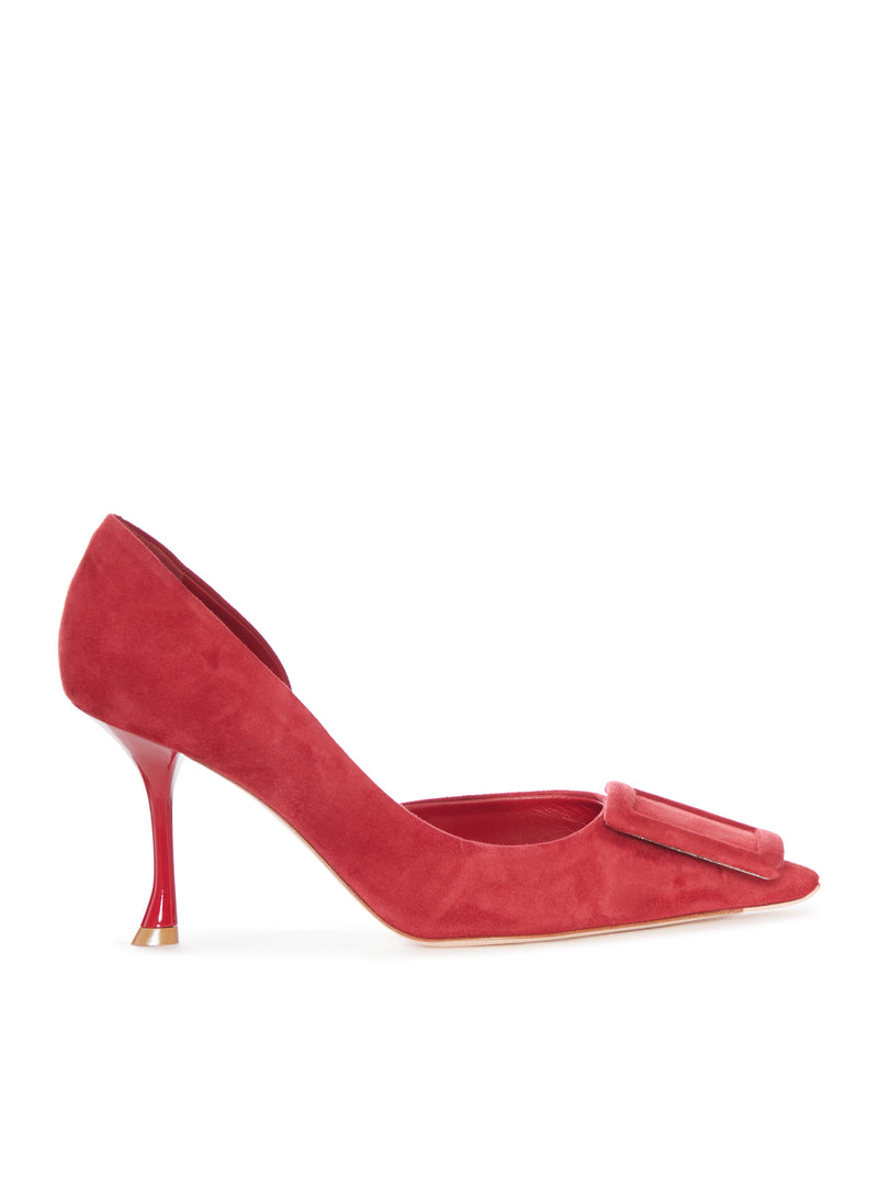 SUEDE PUMPS WITH BOW AND STILETTO HEEL