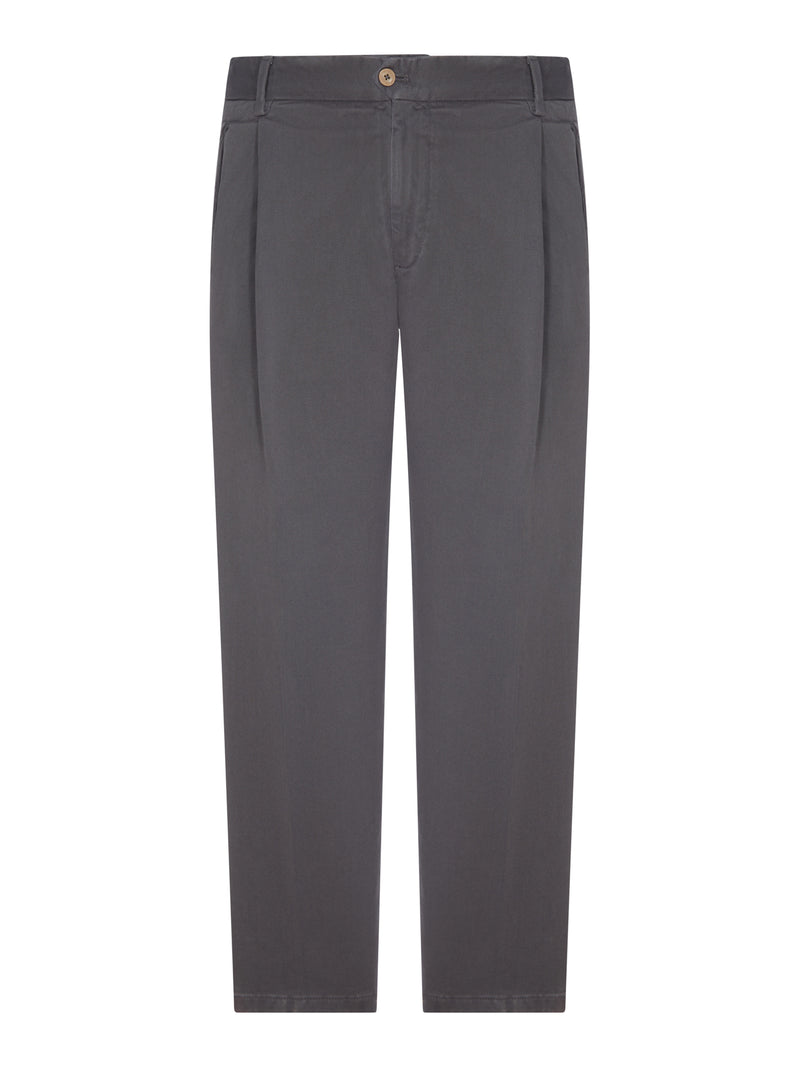 COTTON CHINO TROUSERS WITH PLEATS