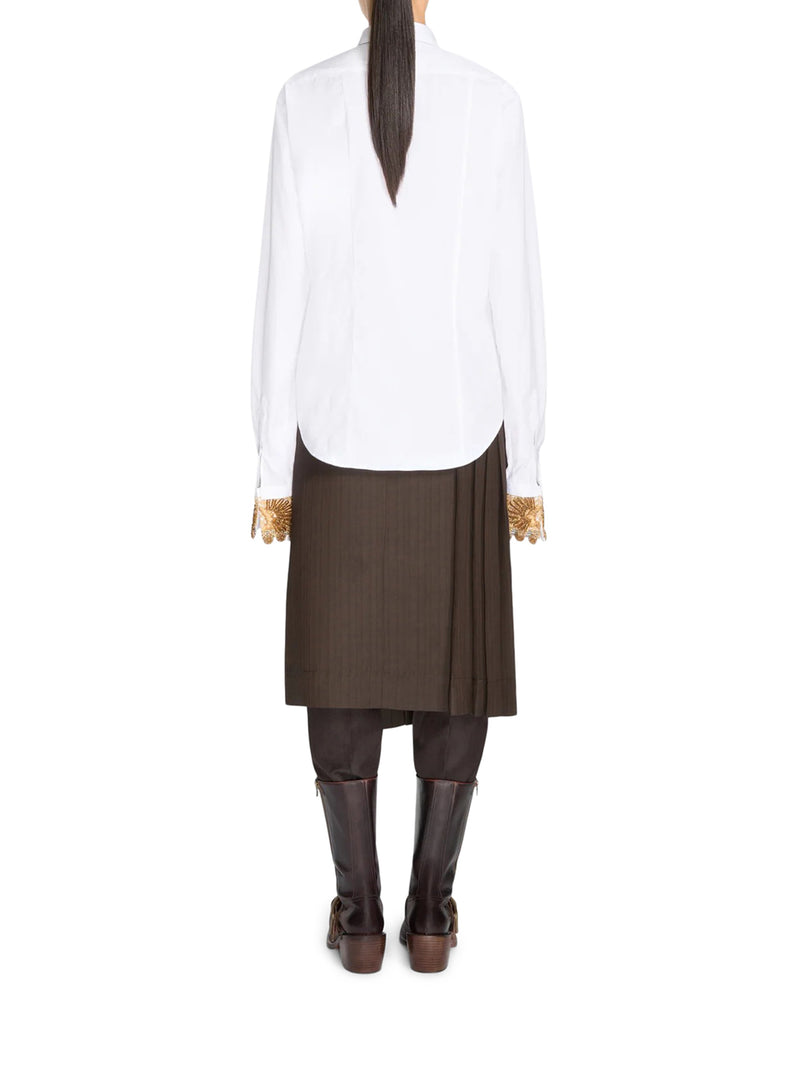 WHITE SHIRT WITH EMBROIDERED CUFFS