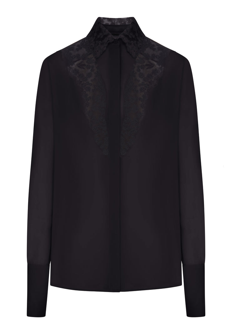 GEORGETTE SHIRT WITH LACE INSERTS