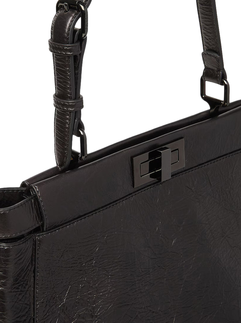 MEDIUM MY PEEKABOO® BAG IN BLACK CRACKLED LEATHER