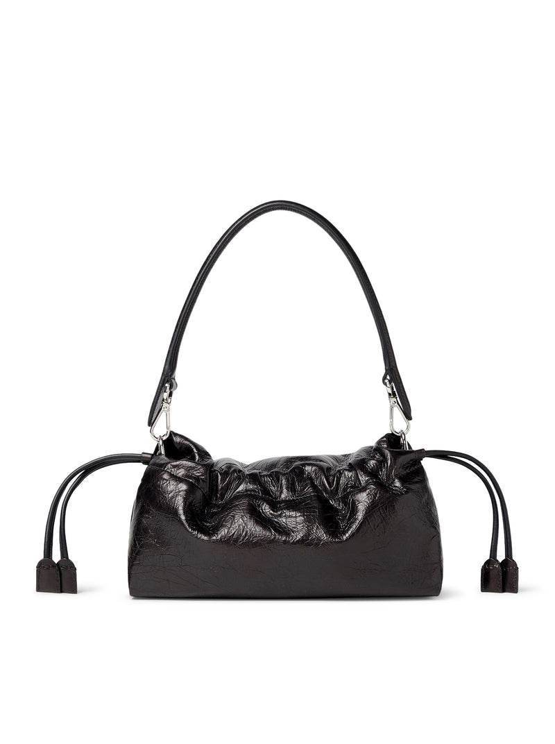 BLACK CRACKLED BAGUETTE® SOFT MEDIUM LEATHER BAG