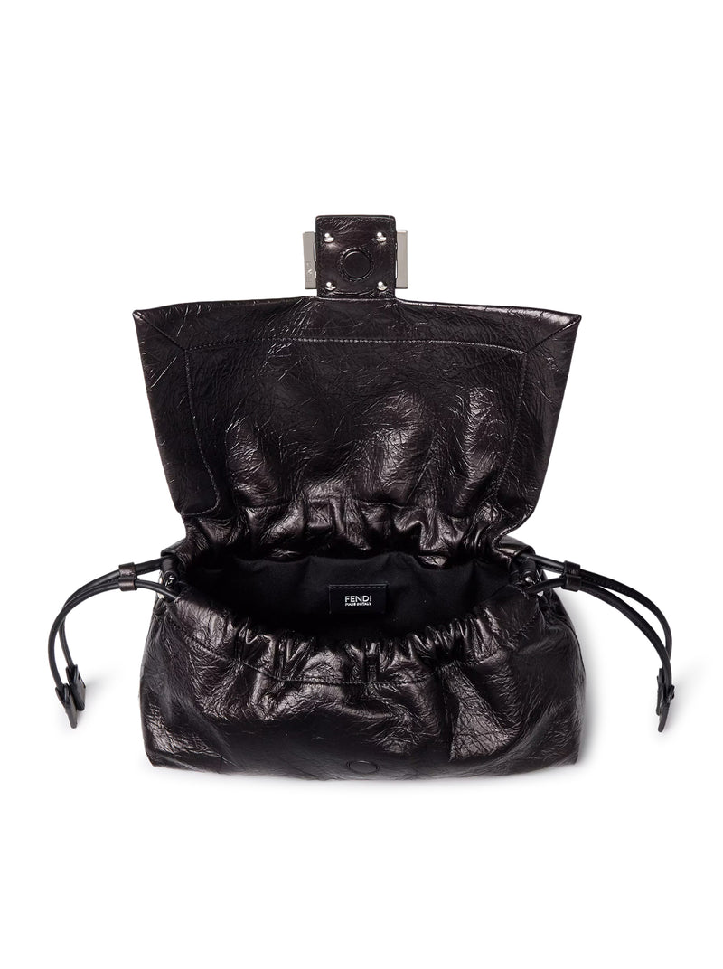 BLACK CRACKLED BAGUETTE® SOFT MEDIUM LEATHER BAG