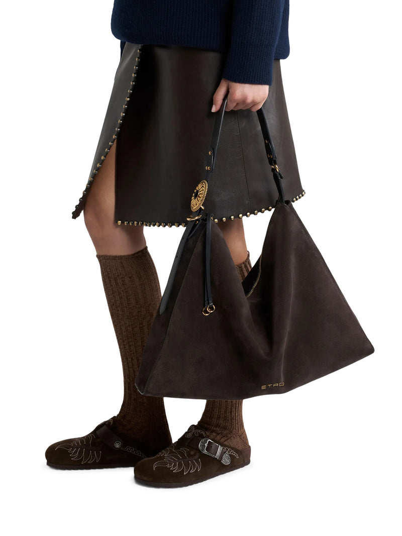 HOBO ROSETTE SUEDE BAG