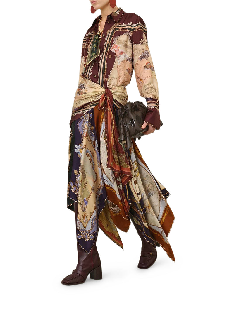 PRINTED SATIN SHIRT WITH A SCARF MOTIF