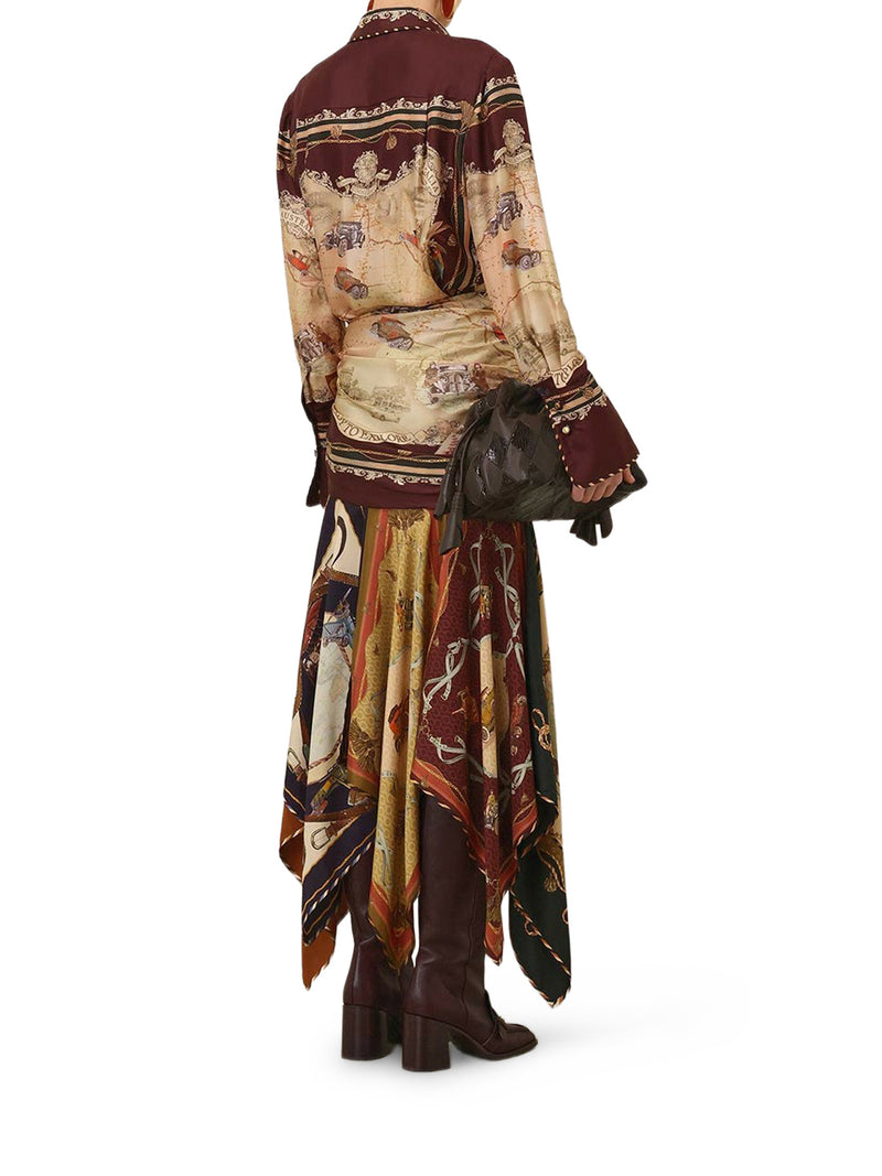 PRINTED SATIN SHIRT WITH A SCARF MOTIF