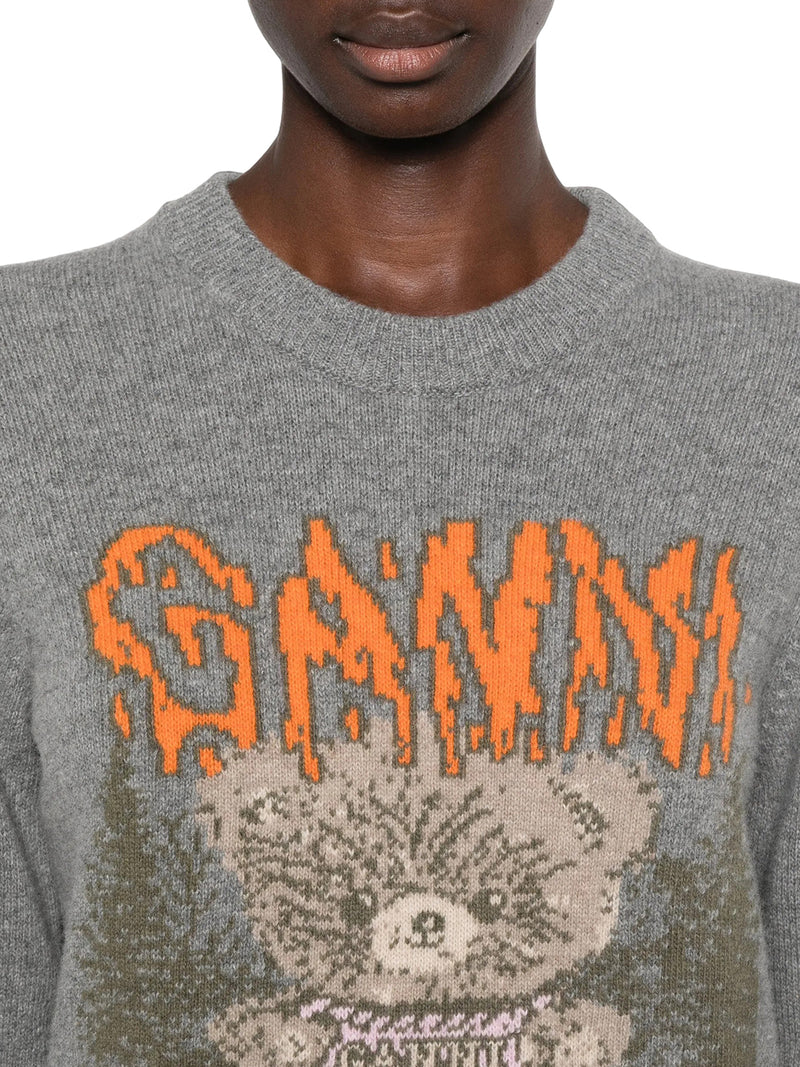 CREWNECK KNIT SWEATER WITH FRONT GRAPHIC INTARSIA