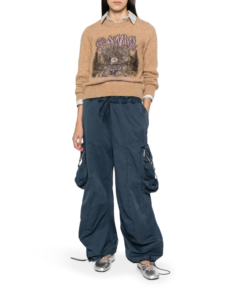 CREWNECK KNIT SWEATER WITH FRONT GRAPHIC INTARSIA
