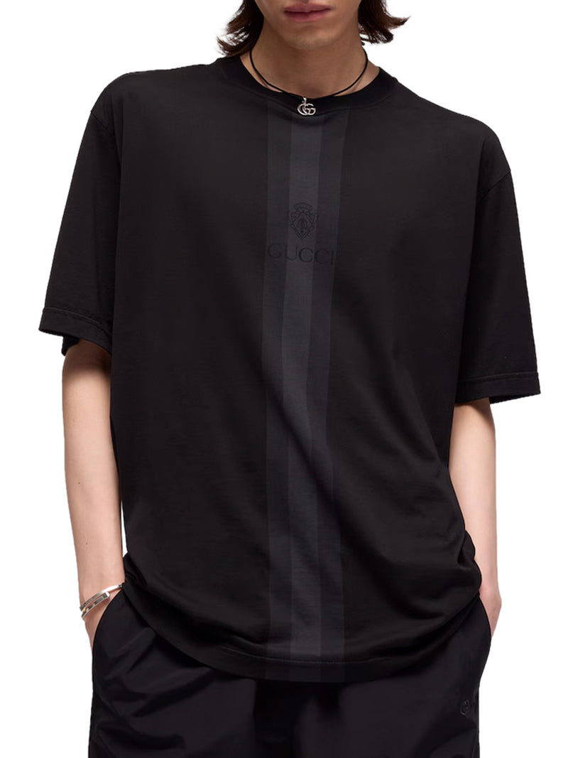 COTTON T-SHIRT WITH TONAL WEB STRIPE