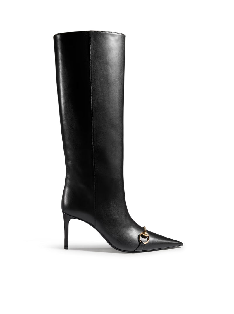 LEATHER SLIP-ON BOOTS WITH HORSEBIT