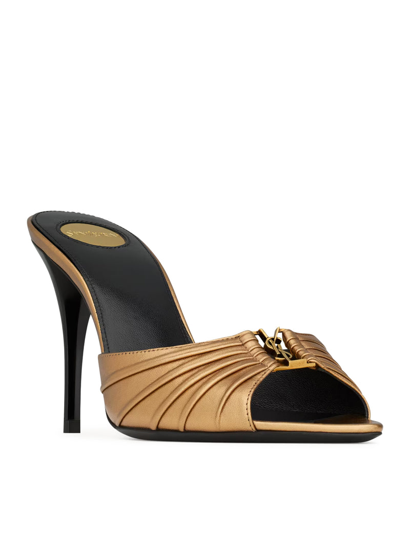 METALLIC LEATHER BABYLONE MULES