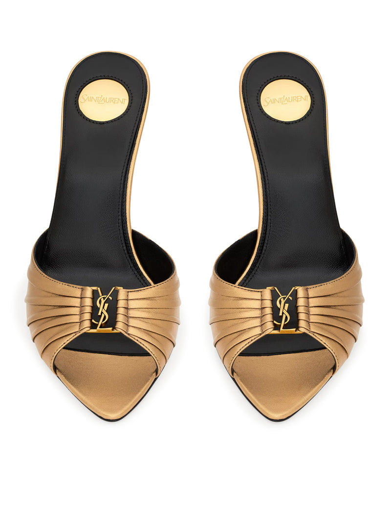 METALLIC LEATHER BABYLONE MULES