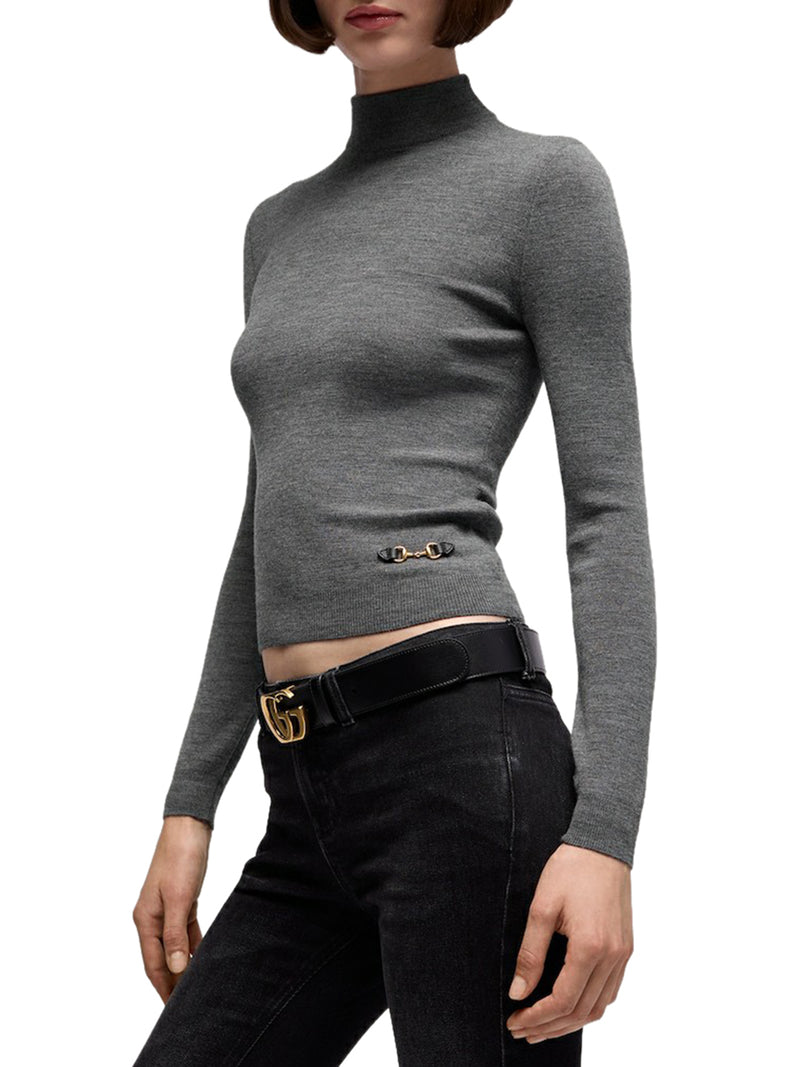 FINE RIBBED WOOL TOP WITH CLAMP