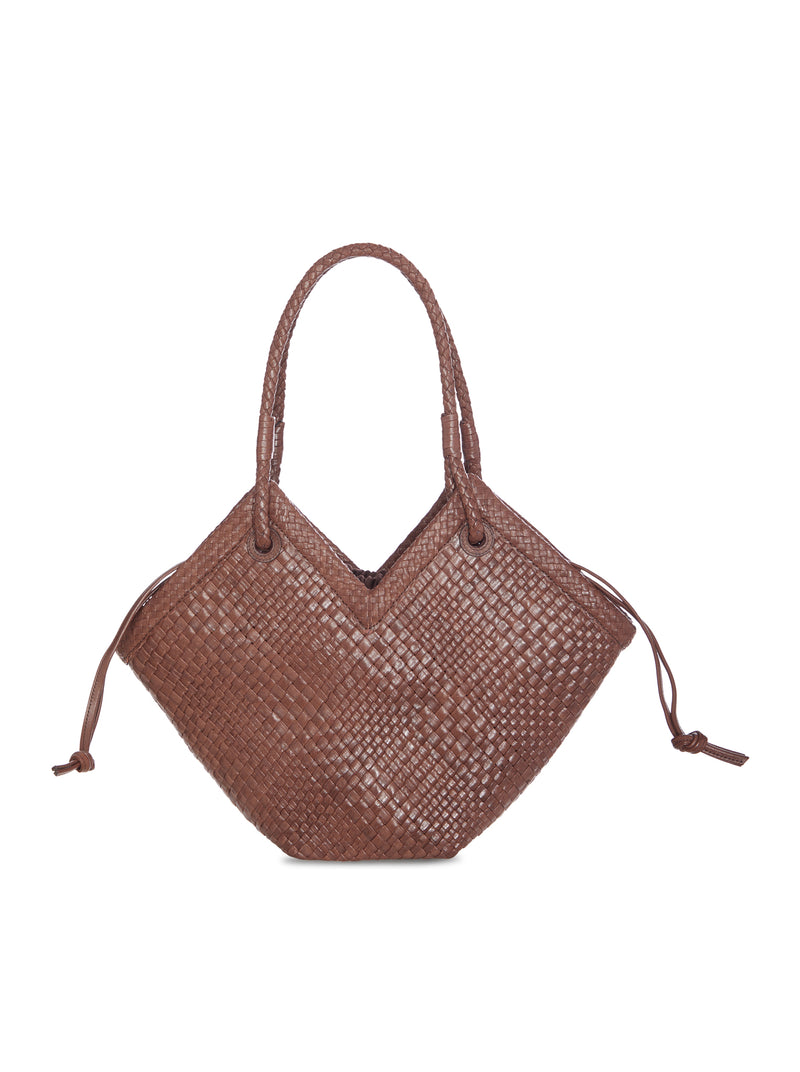 MEDIUM WOVEN LEATHER SHOPPER BAG WITH HANDLES